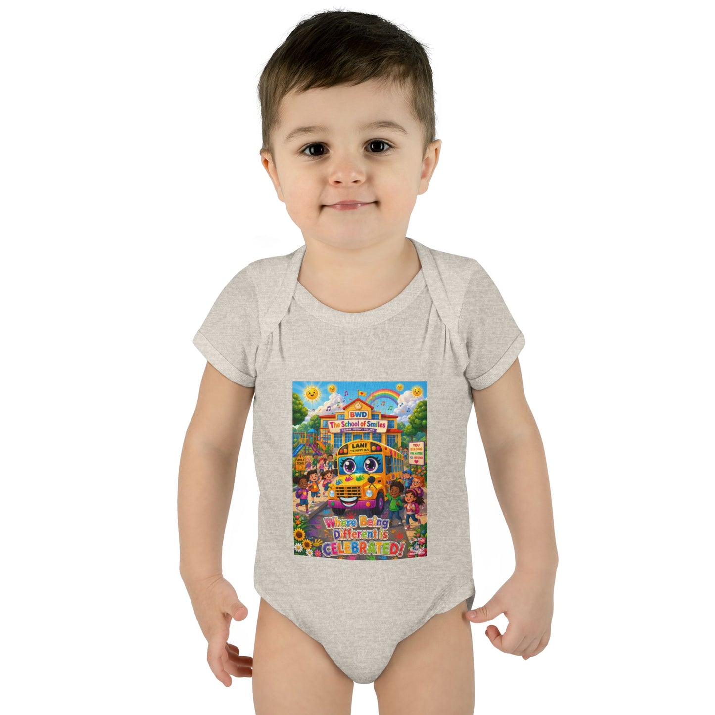 Lani™ Infant Baby Rib Bodysuit – "Where Being Different is CELEBRATED!" Graphic