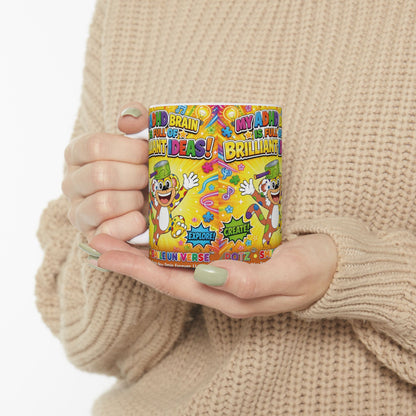Potz™ Ceramic Mug – "My ADHD Brain is Full of Brilliant Ideas!" Graphic Coffee Mug | Smile Universe Collection