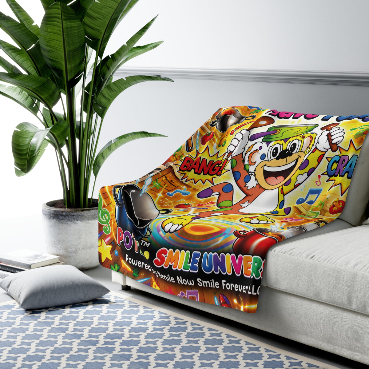 Potz™ Sherpa Fleece Blanket – "I Make Noise -n- Have Fun!" Graphic Throw | Smile Universe Collection