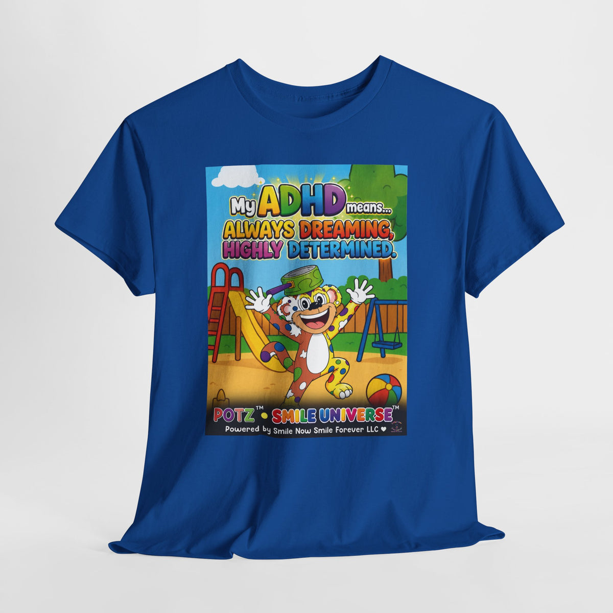 Potz™ Unisex Heavy Cotton™ Tee – "My ADHD Means Always Dreaming, Highly Determined" Graphic Tee | Smile Universe Collection