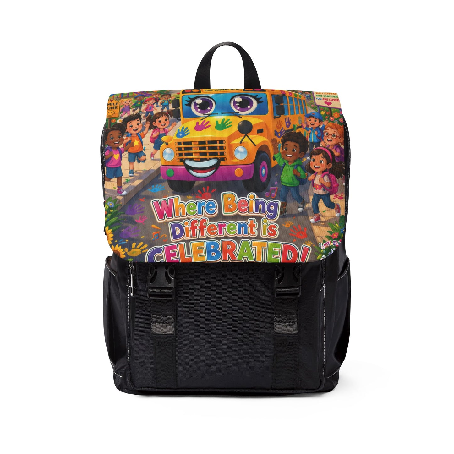 Lani™ Unisex Casual Shoulder Backpack – "Where Being Different is CELEBRATED!" Graphic