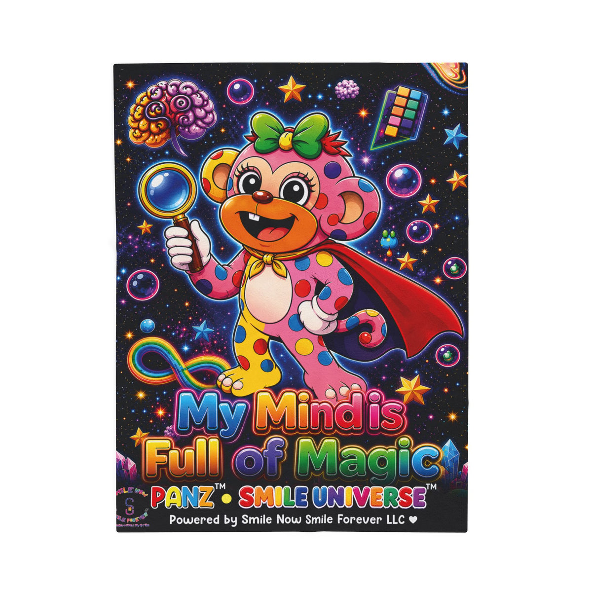 Panz™ Velveteen Plush Blanket – "My Mind is Full of Magic" Graphic | Smile Universe Collection