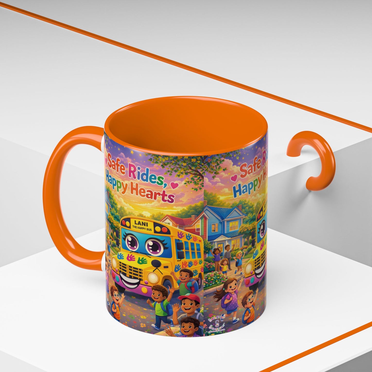 Lani™ Accent Coffee Mug (11oz & 15oz) – "Safe Rides, Happy Hearts" Graphic