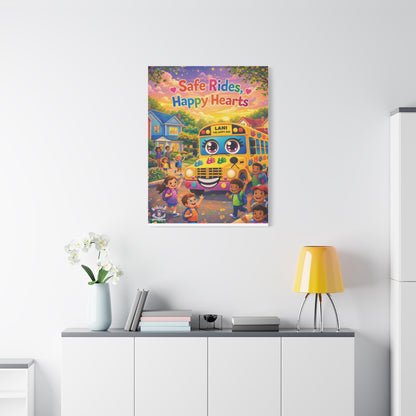 Lani™ Matte Canvas, Stretched 1.25" – "Safe Rides, Happy Hearts" Graphic Wall Art
