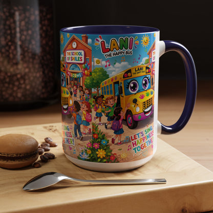 Lani™ Accent Coffee Mug (11oz & 15oz) – "Let's Sing Happiness Together!" Graphic