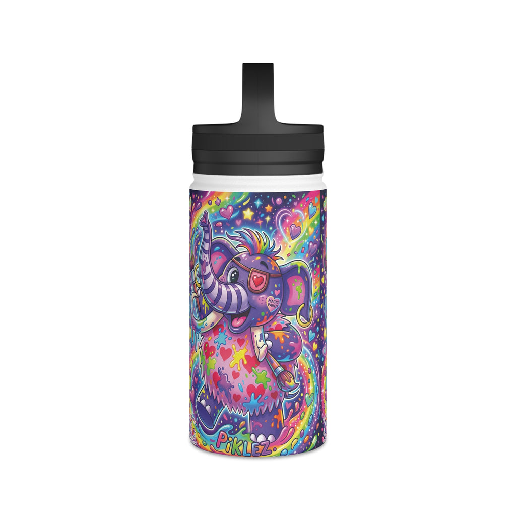 Piklez™ Stainless Steel Water Bottle with Handle Lid – "Magic Paint!" Graphic | Smile Universe Collection