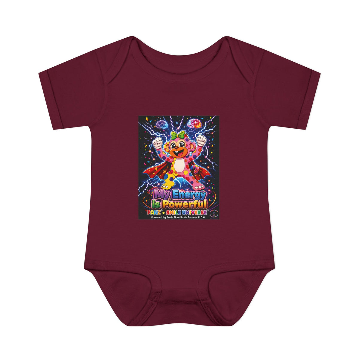 Panz™ Infant Baby Rib Bodysuit – "My Energy is Powerful" Graphic Onesie | Smile Universe Collection