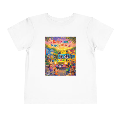 Lani™ Toddler Short Sleeve Tee – "Safe Rides, Happy Hearts" Graphic