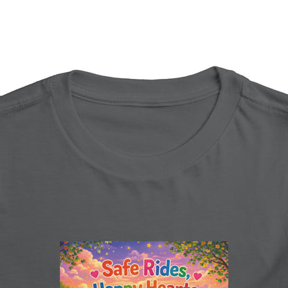 Lani™ Toddler Short Sleeve Tee – "Safe Rides, Happy Hearts" Graphic