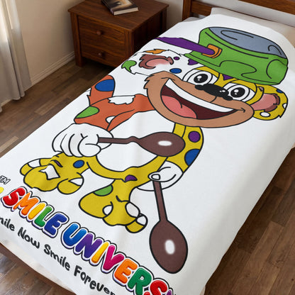 Potz™ Velveteen Plush Blanket – Playful Graphic Throw | Smile Universe Collection