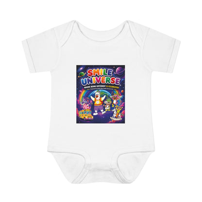 Smile Universe™ Infant Baby Rib Bodysuit – "Where Being Different is CELEBRATED!" Graphic