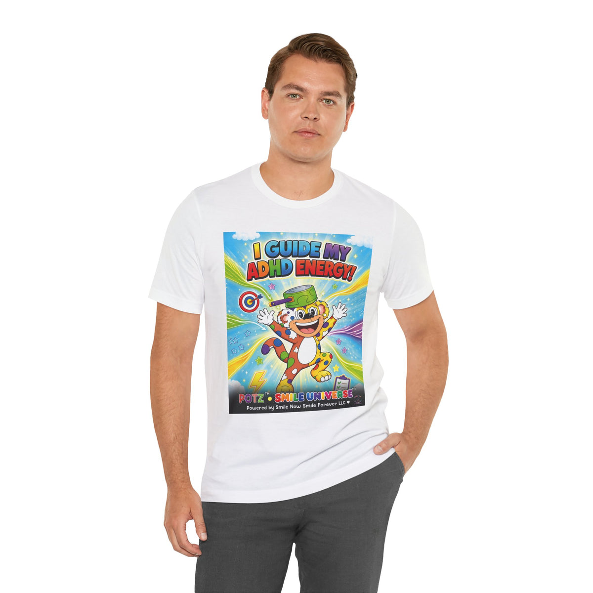Potz™ Unisex Jersey Short Sleeve Tee – "I Guide My ADHD Energy!" Graphic Tee | Smile Universe Collection