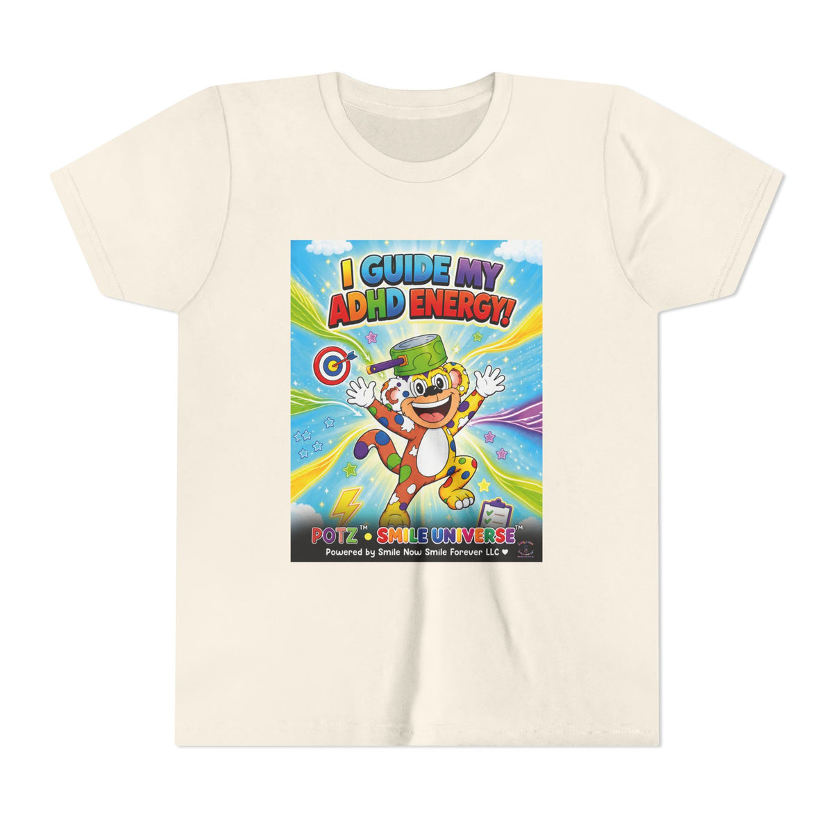 Potz™ Youth Short Sleeve Tee – "I Guide My ADHD Energy!" Graphic Tee | Smile Universe Collection