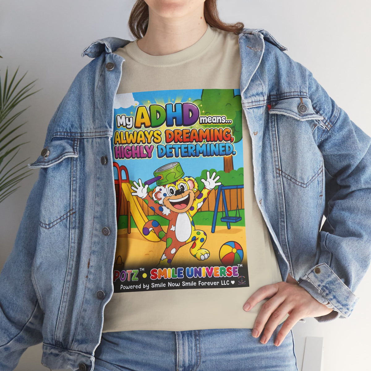 Potz™ Unisex Heavy Cotton™ Tee – "My ADHD Means Always Dreaming, Highly Determined" Graphic Tee | Smile Universe Collection