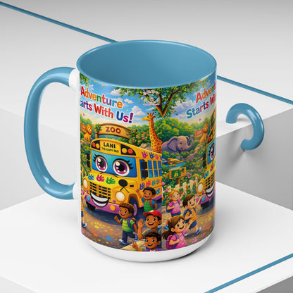 Lani™ Accent Coffee Mug (11oz & 15oz) – "Adventure Starts With Us!" Graphic