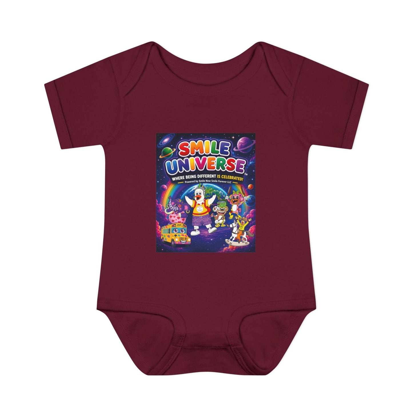 Smile Universe™ Infant Baby Rib Bodysuit – "Where Being Different is CELEBRATED!" Graphic