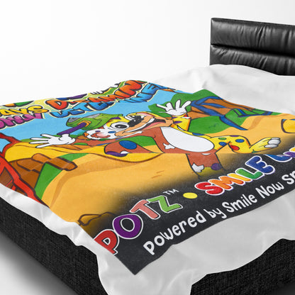 Potz™ Velveteen Plush Blanket – "My ADHD Means Always Dreaming, Highly Determined" Graphic Throw | Smile Universe Collection