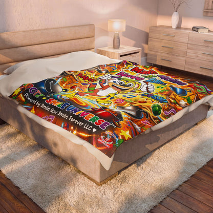 Potz™ Velveteen Plush Blanket – "I Make Noise -n- Have Fun!" Graphic Throw | Smile Universe Collection