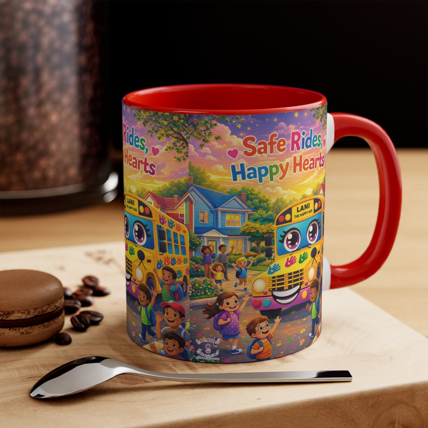 Lani™ Accent Mug – "Safe Rides, Happy Hearts" Graphic