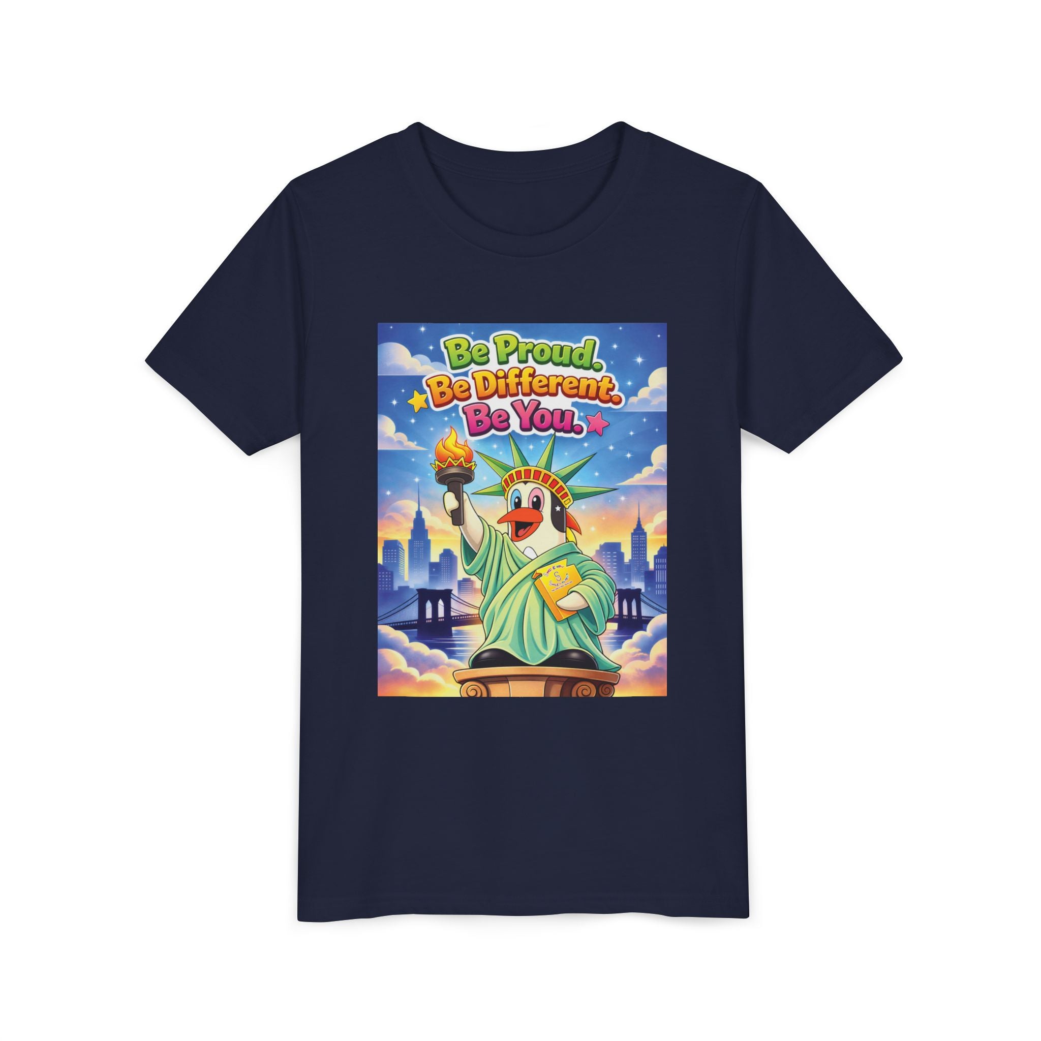 TuBz™M "Be Proud. Be Different. Be You." Kids T-Shirt - Inspirational Graphic Tee