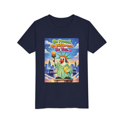 TuBz™M "Be Proud. Be Different. Be You." Kids T-Shirt - Inspirational Graphic Tee