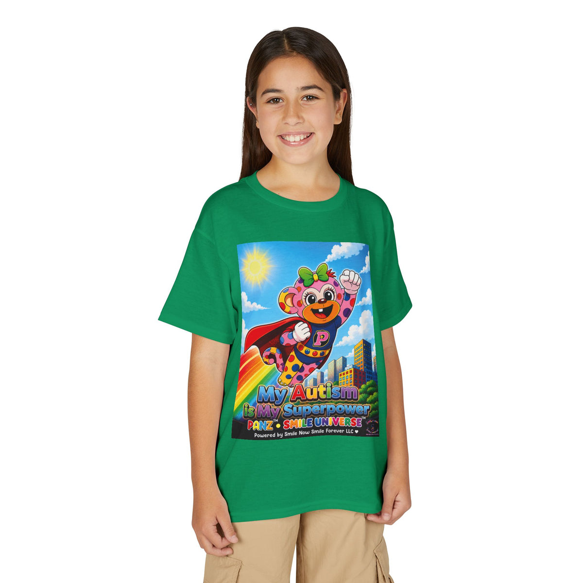Panz™ Youth DryBlend® T-Shirt – "My Autism is My Superpower" Graphic | Smile Universe Collection