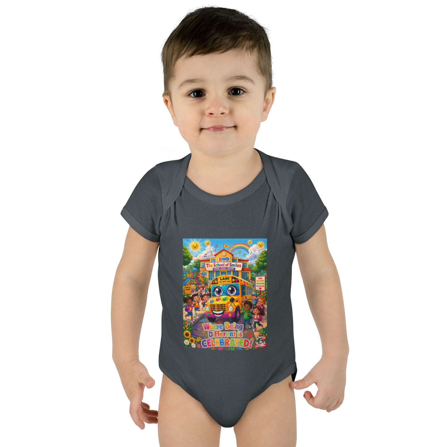 Lani™ Infant Baby Rib Bodysuit – "Where Being Different is CELEBRATED!" Graphic