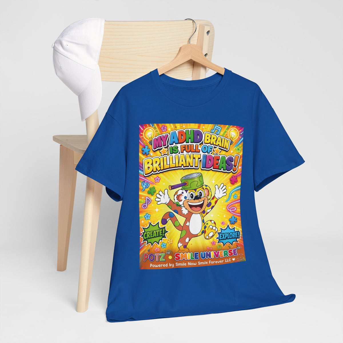Potz™ Unisex Heavy Cotton™ Tee – "My ADHD Brain is Full of Brilliant Ideas!" Graphic Tee | Smile Universe Collection