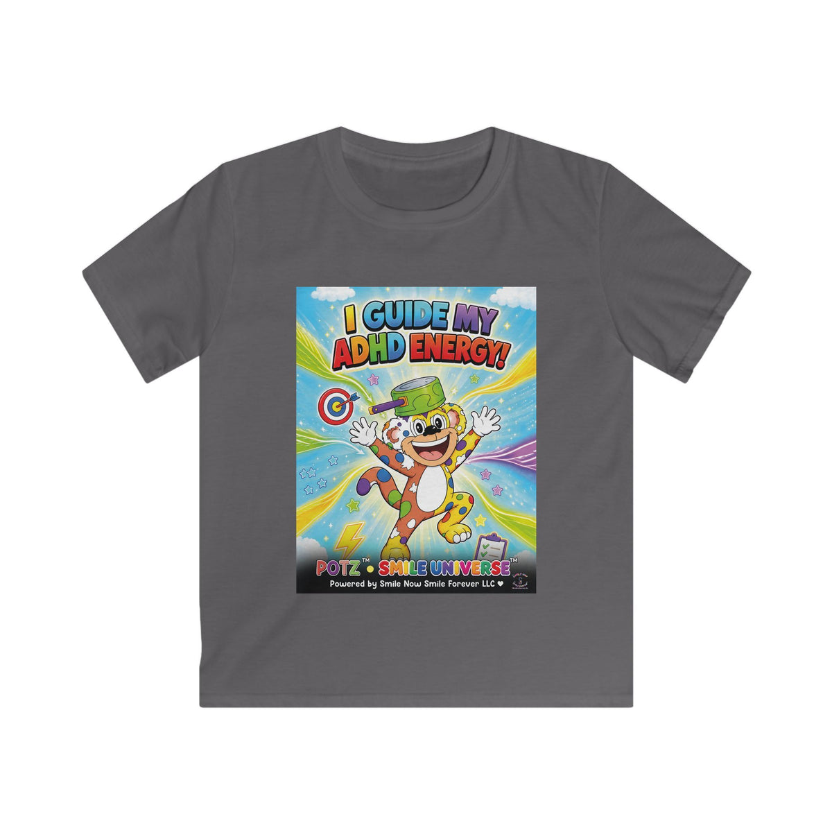 Potz™ Kids Softstyle Tee – "I Guide My ADHD Energy!" Graphic Tee | Smile Universe Collection