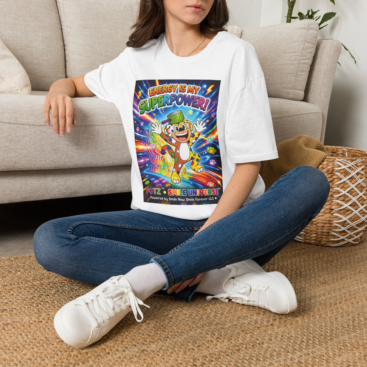 Potz™ Unisex Softstyle T-Shirt – "Energy is My Superpower!" Graphic Tee | Smile Universe Collection