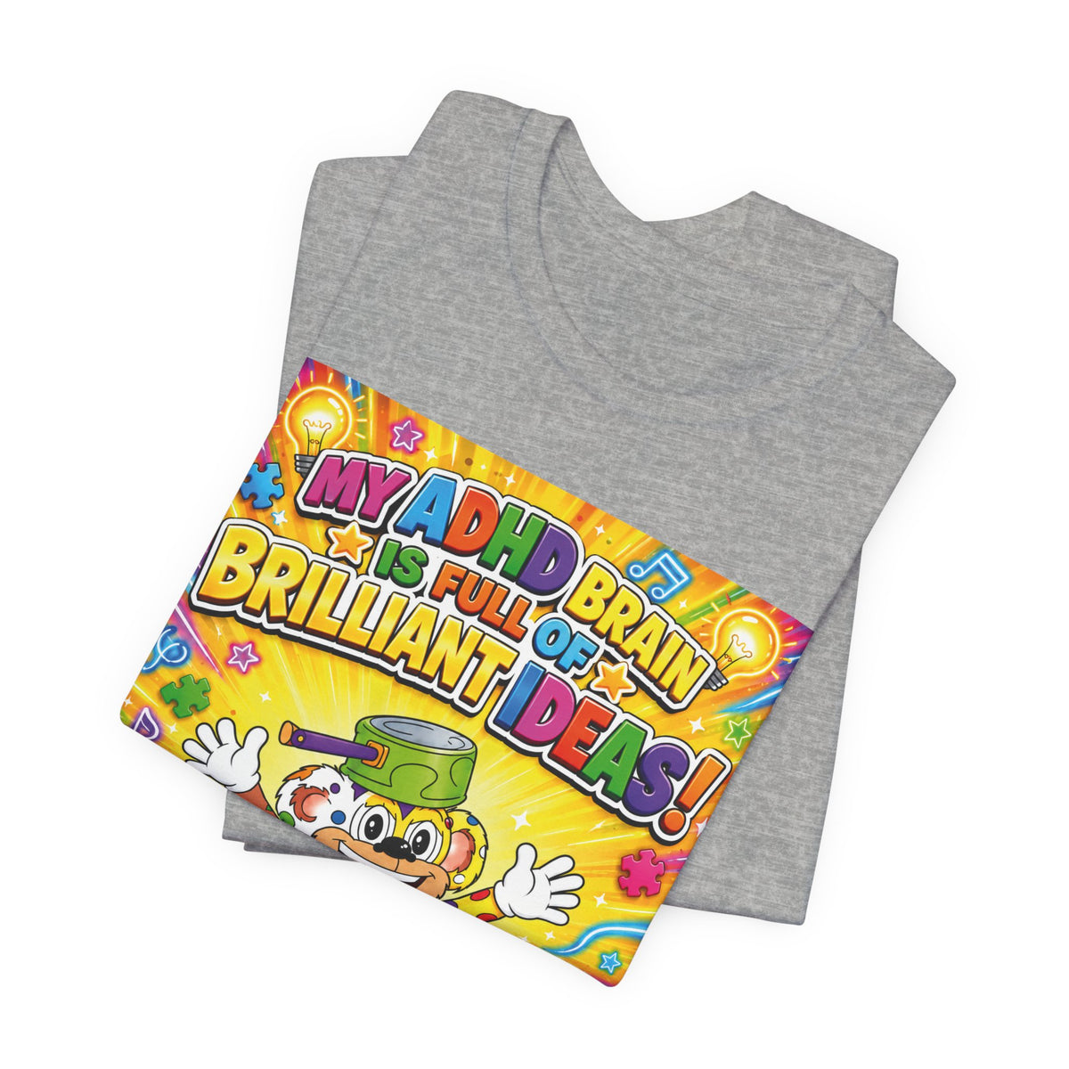 Potz™ Unisex Jersey Short Sleeve Tee – "My ADHD Brain is Full of Brilliant Ideas!" Graphic Tee | Smile Universe Collection