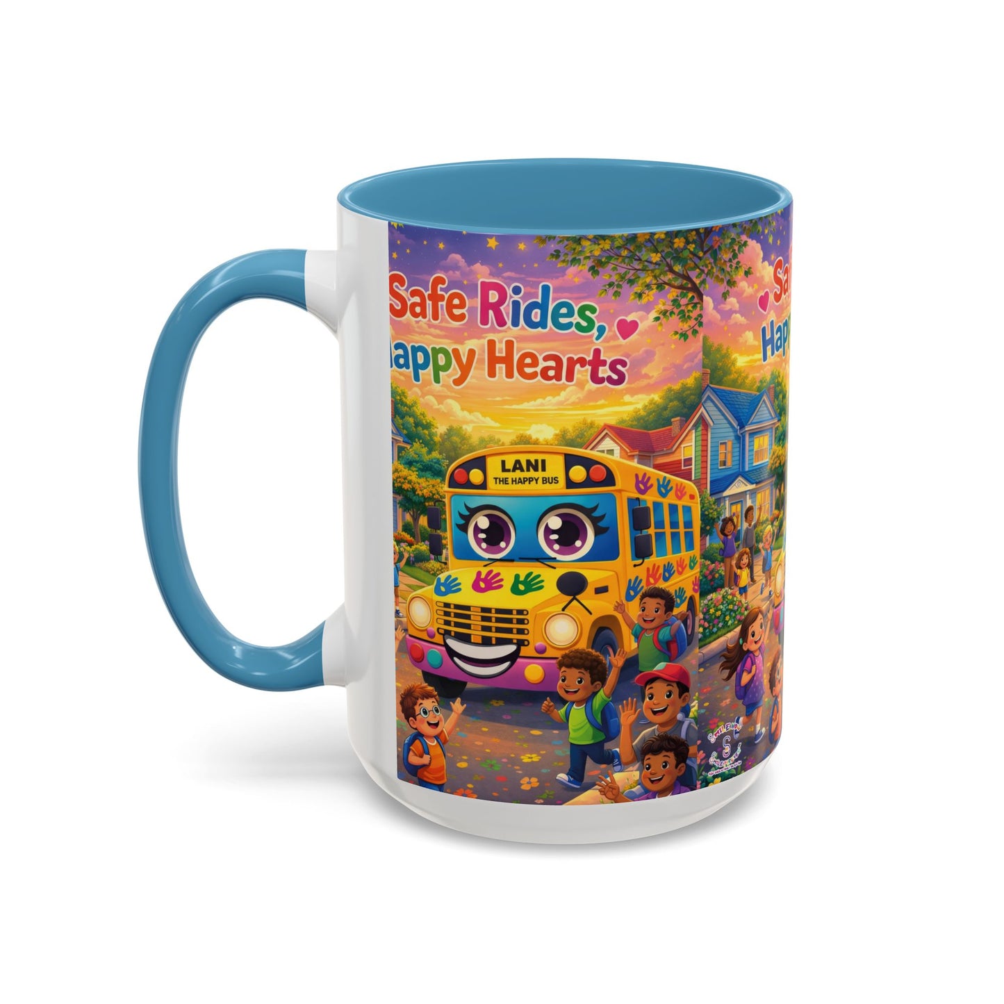 Lani™ Accent Coffee Mug (11oz & 15oz) – "Safe Rides, Happy Hearts" Graphic