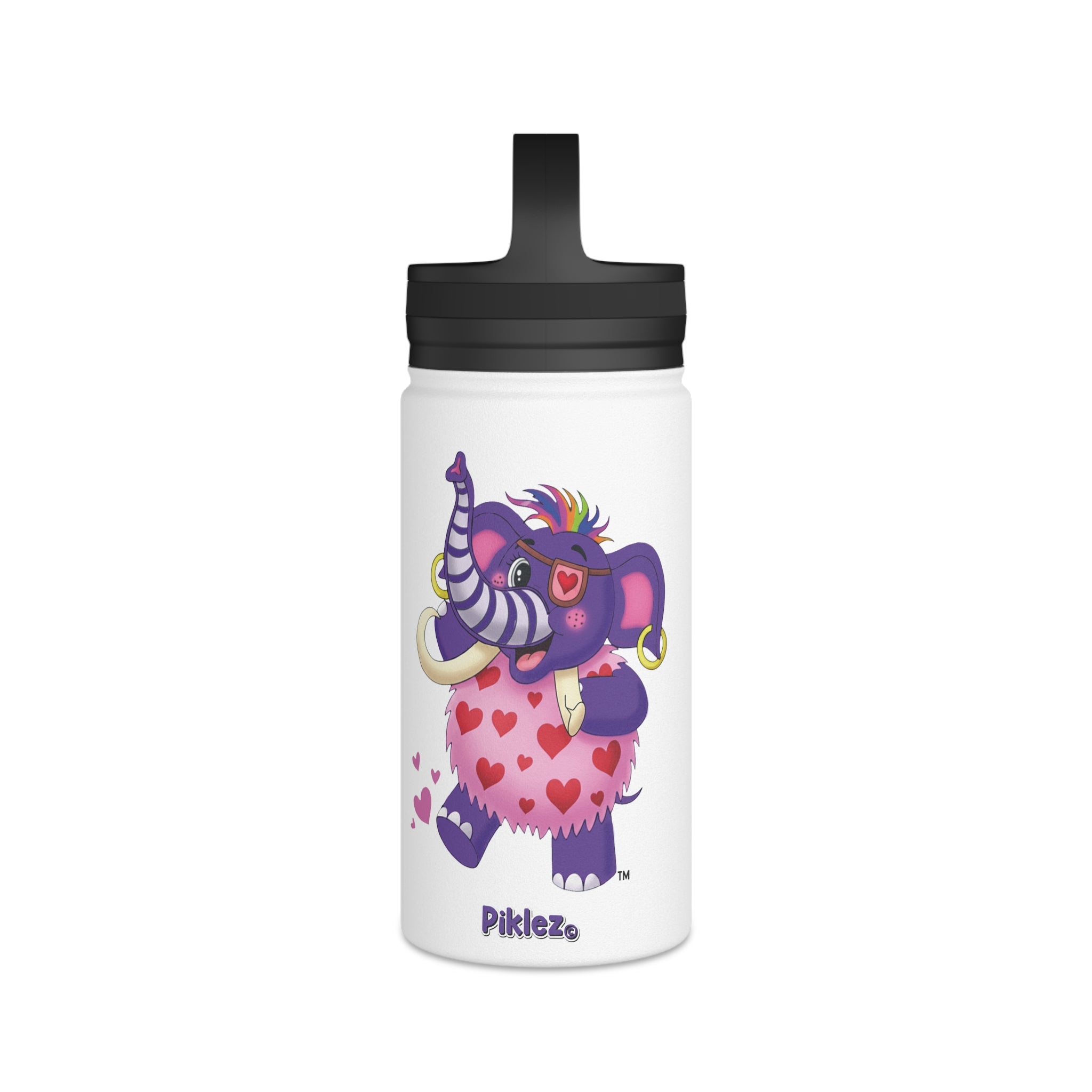 Piklez™ Stainless Steel Water Bottle with Handle Lid – "Full of Love!" Graphic | Smile Universe Collection