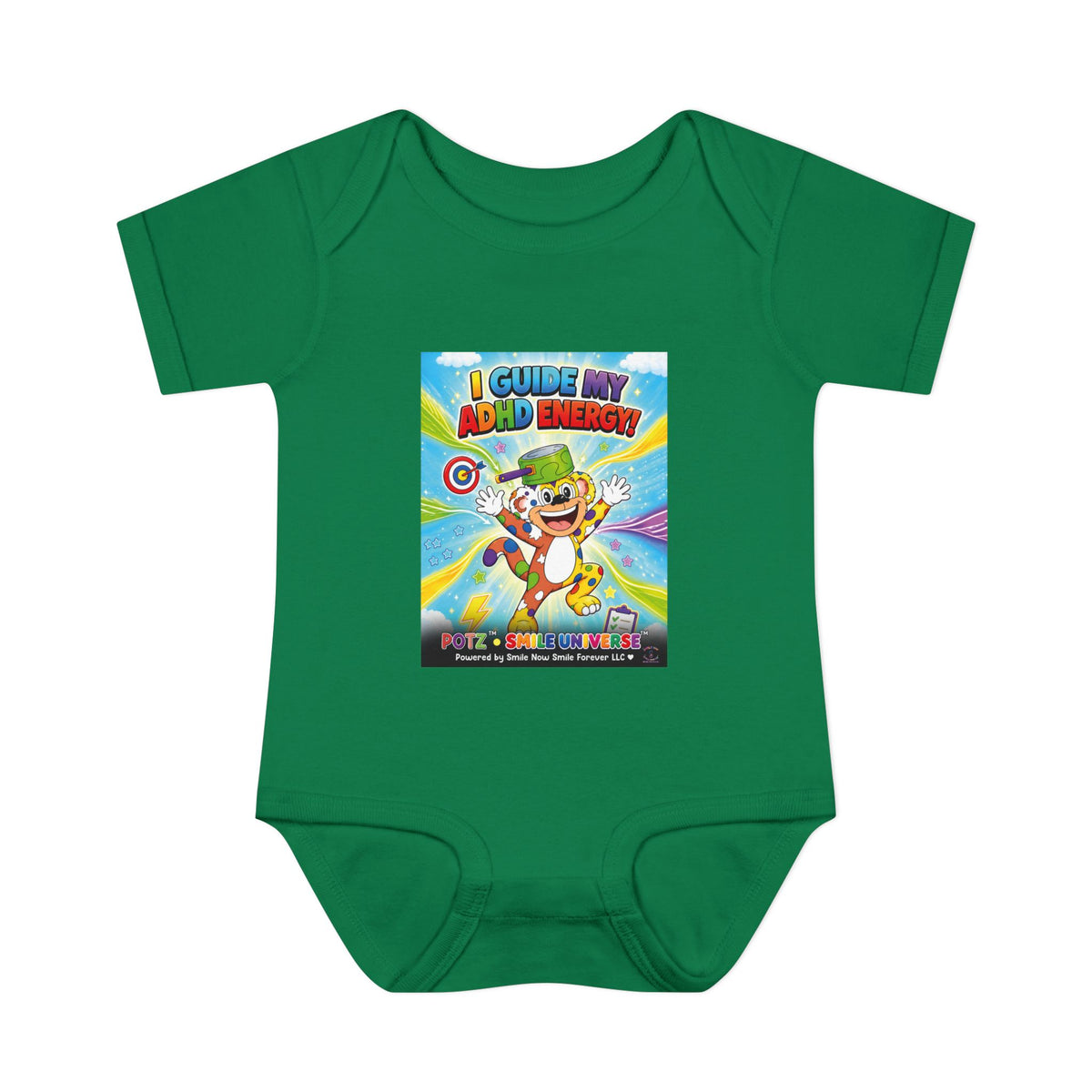 Potz™ Infant Baby Rib Bodysuit – "I Guide My ADHD Energy!" Graphic Onesie | Smile Universe Collection