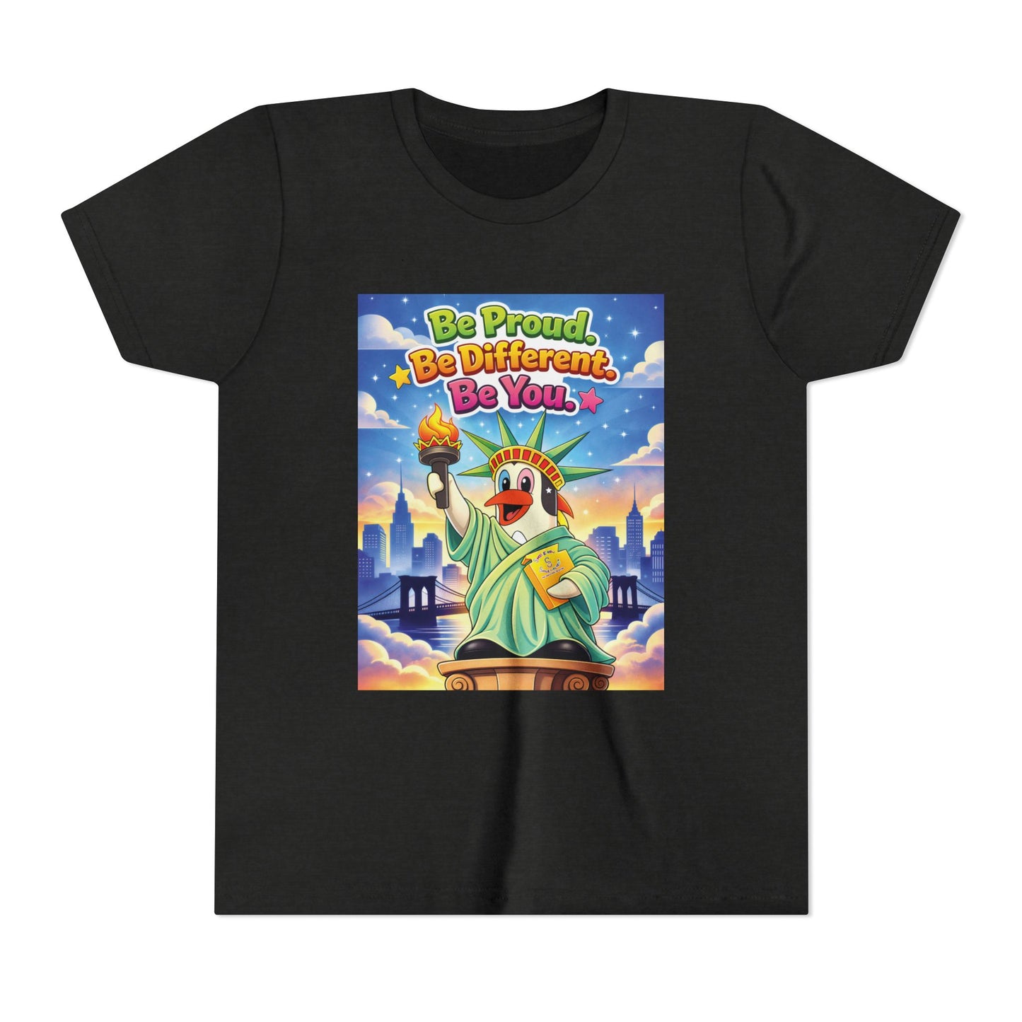 TuBz™M "Be Proud. Be Different. Be You." Kids T-Shirt - Inspirational Graphic Tee