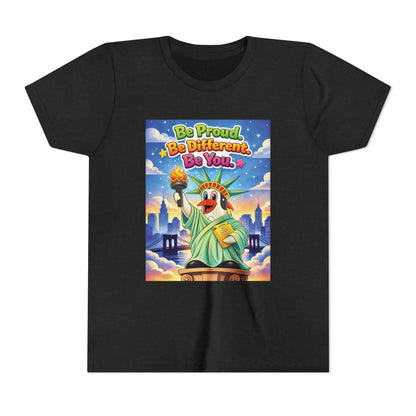 TuBz™M "Be Proud. Be Different. Be You." Kids T-Shirt - Inspirational Graphic Tee