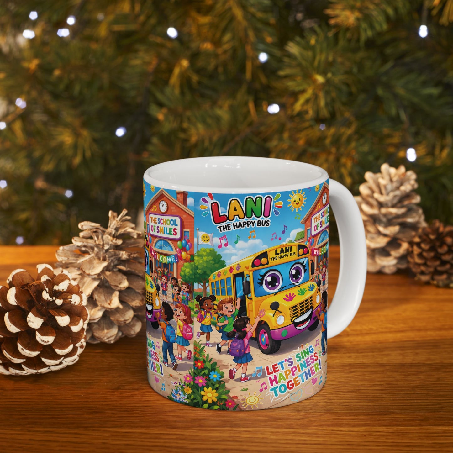 Lani™ Ceramic Mug (11oz & 15oz) – "Let's Sing Happiness Together!" Graphic