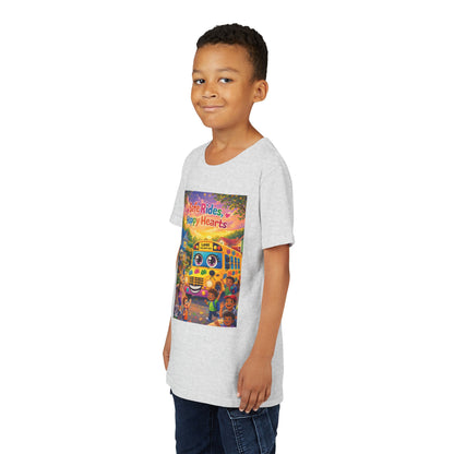 Lani™ Youth Short Sleeve Tee – "Safe Rides, Happy Hearts" Graphic