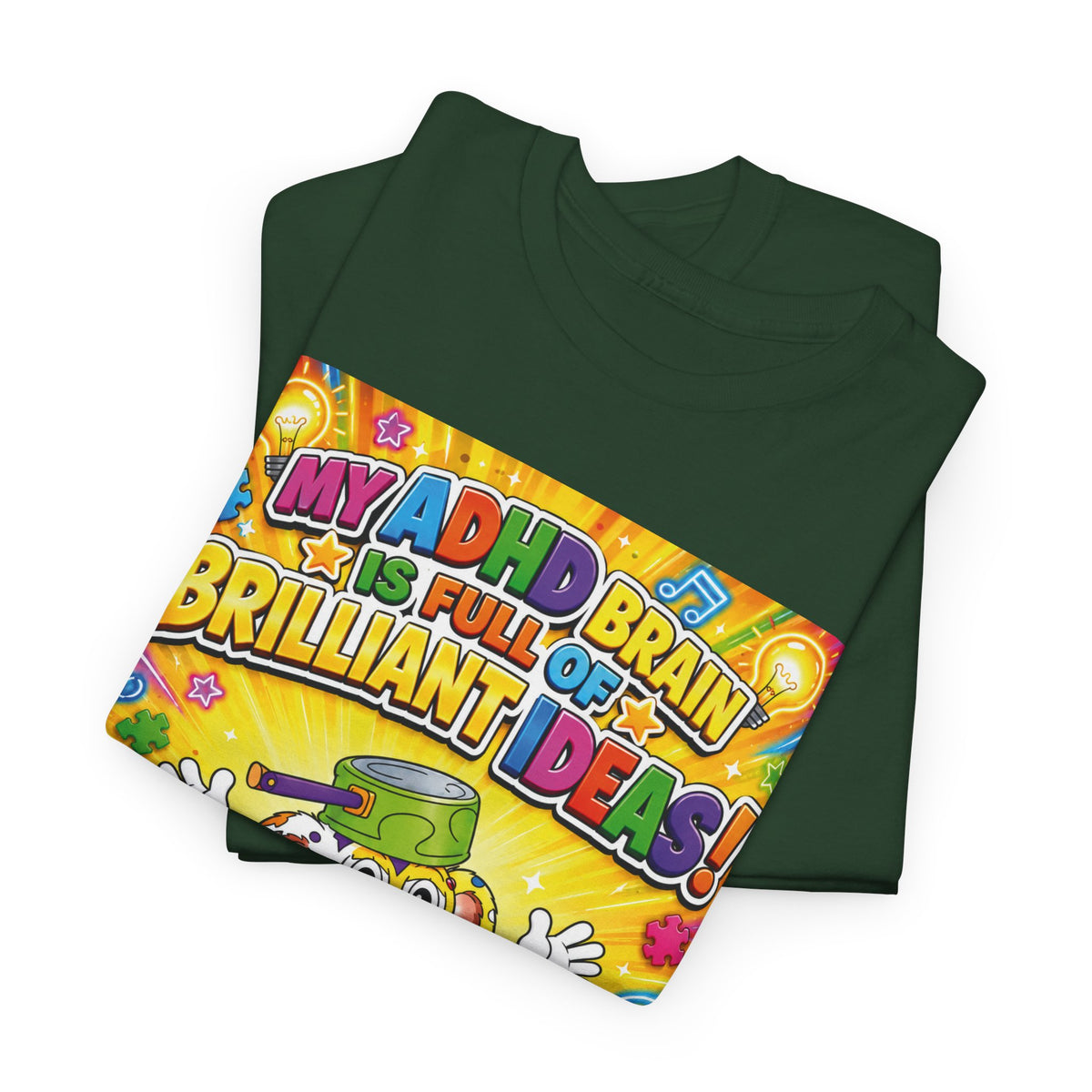 Potz™ Unisex Heavy Cotton™ Tee – "My ADHD Brain is Full of Brilliant Ideas!" Graphic Tee | Smile Universe Collection