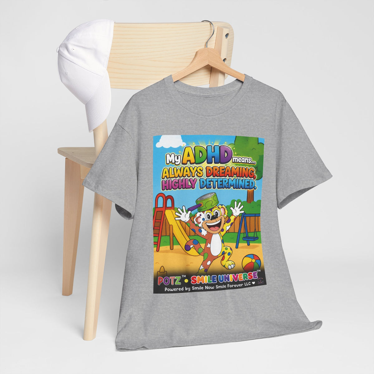 Potz™ Unisex Heavy Cotton™ Tee – "My ADHD Means Always Dreaming, Highly Determined" Graphic Tee | Smile Universe Collection