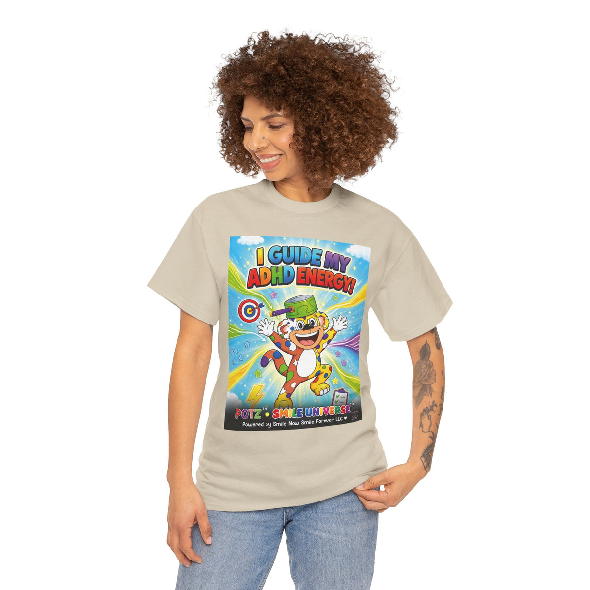 Potz™ Unisex Heavy Cotton™ Tee – "I Guide My ADHD Energy!" Graphic Tee | Smile Universe Collection