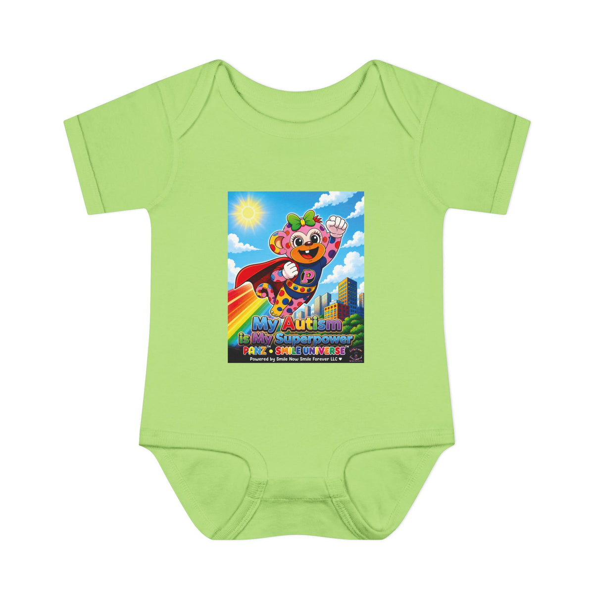 Panz™ Infant Baby Rib Bodysuit – "My Autism is My Superpower" Graphic | Smile Universe Collection