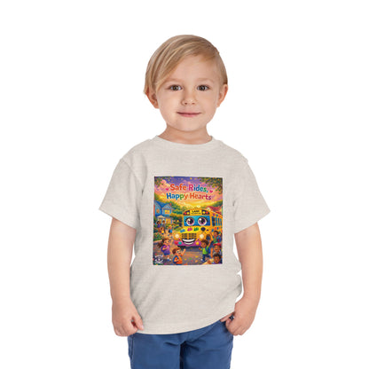 Lani™ Toddler Short Sleeve Tee – "Safe Rides, Happy Hearts" Graphic