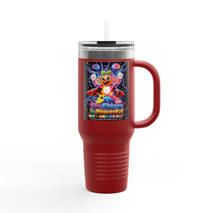 Panz™ Insulated Travel Mug 40oz – "My Energy is Powerful" Graphic Tumbler | Smile Universe Collection