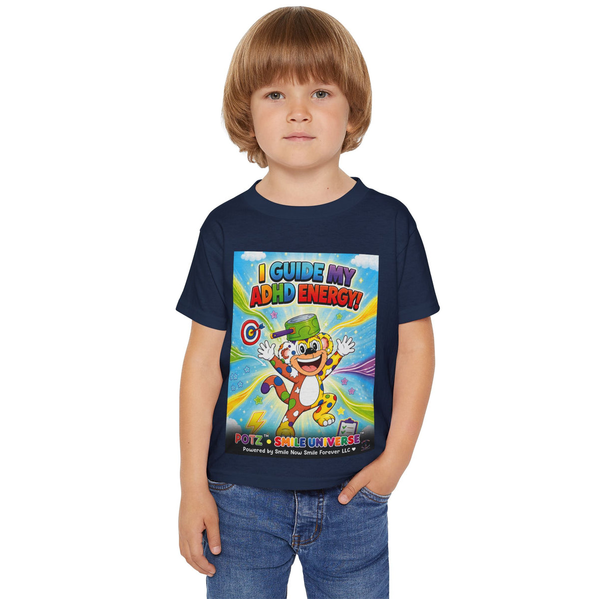 Potz™ Heavy Cotton™ Toddler T-Shirt – "I Guide My ADHD Energy!" Graphic Tee | Smile Universe Collection