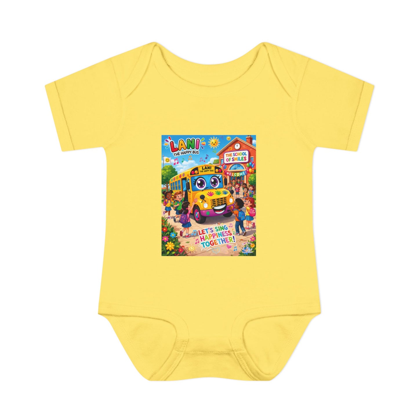 Lani™ Infant Baby Rib Bodysuit – "Let's Sing Happiness Together!" Graphic