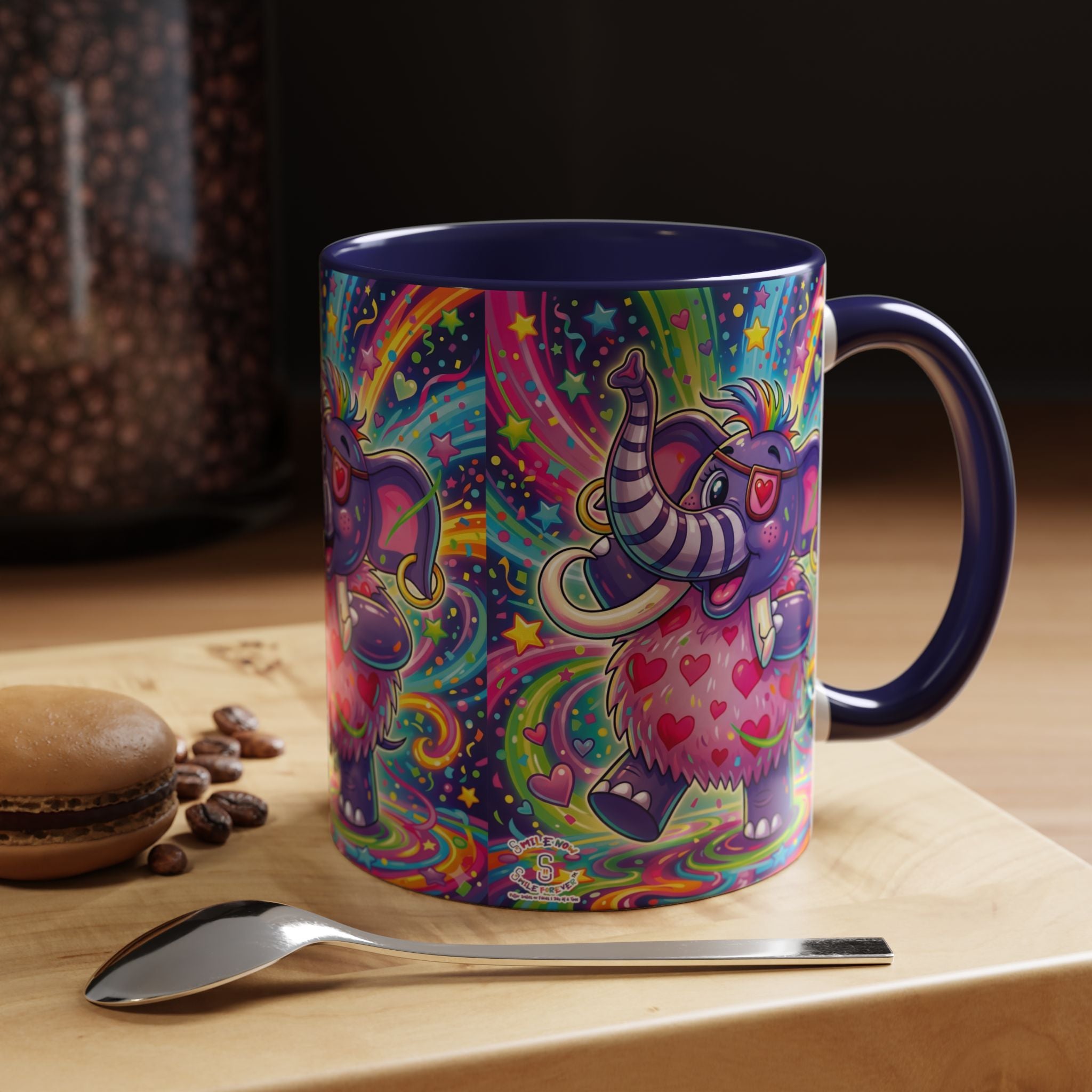 Piklez™ 11oz, 15oz Accent Coffee Mug – "Born to Celebrate!" Graphic | Smile Universe Collection