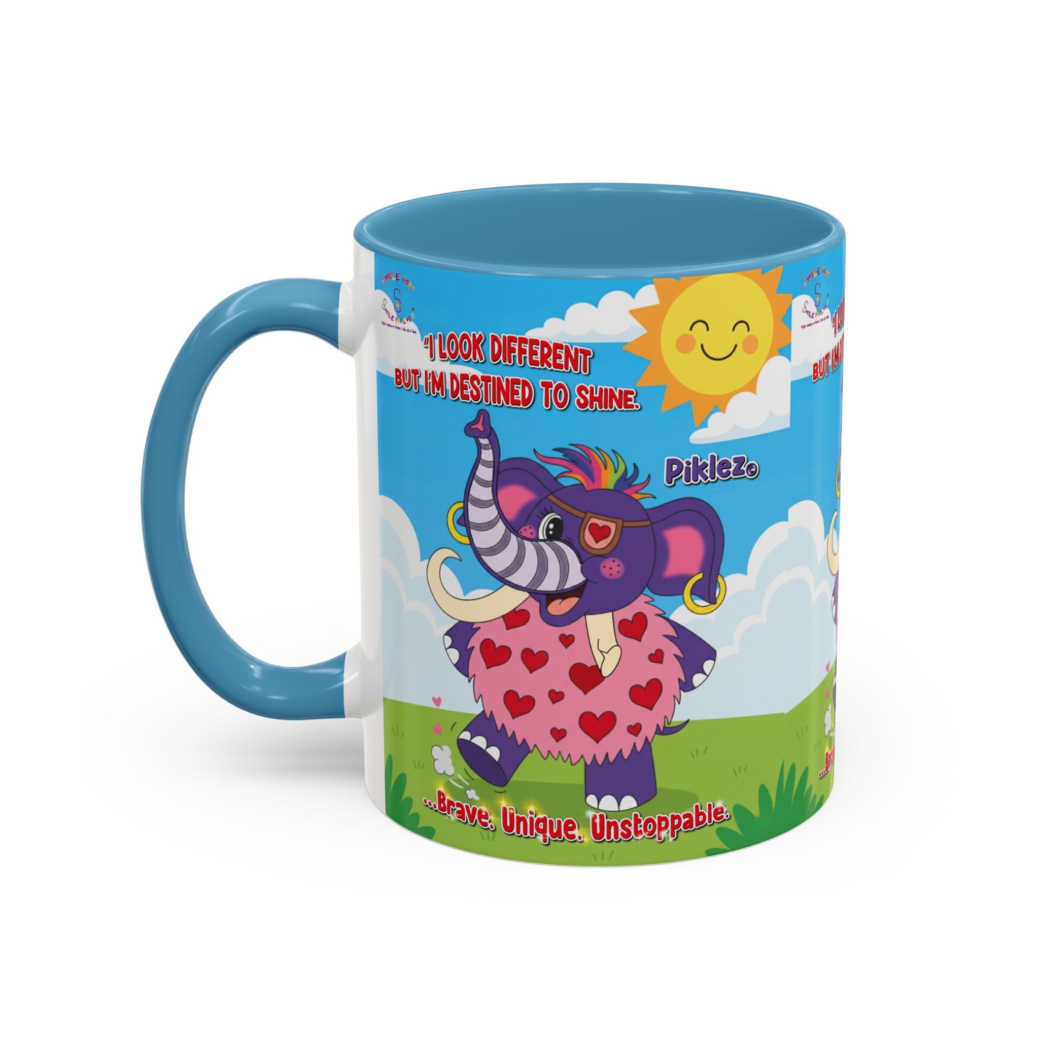 Piklez™ Accent Coffee Mug (11oz, 15oz) – “Destined to Shine” | Smile Universe Collection