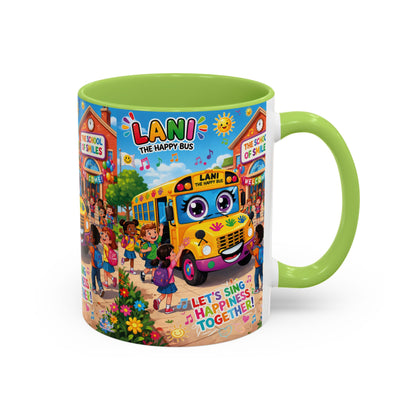 Lani™ Accent Coffee Mug (11oz & 15oz) – "Let's Sing Happiness Together!" Graphic