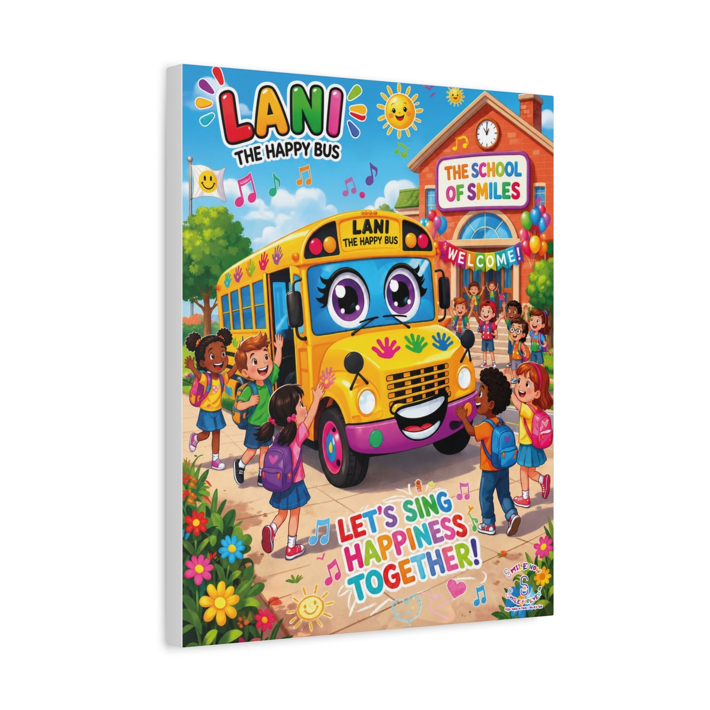 Lani™ Matte Canvas, Stretched 1.25" – "Let's Sing Happiness Together!" Graphic Wall Art